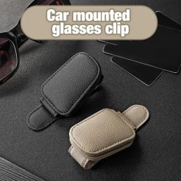 Magnetische zonnebrilhouder auto pu lederen bril hanger clip multifunctionele zachte vizierclip autokrassen kast accessoires