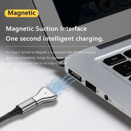 Tipo magnético C USB PD Conector de adaptador de carga rápida Femenina a Magsafe 2 1 Para accesorios para teléfonos móviles MacBook Air/Pro