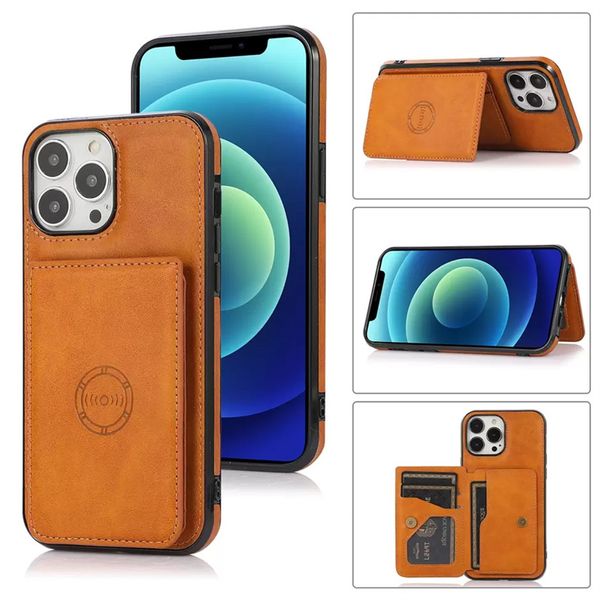 Portefeuille magnétique fente pour carte étuis de téléphone portable en cuir pour iPhone 14 13 12 11 Pro Max XR XS 8 7 Plus couverture de sac de carte arrière