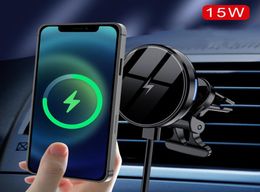 Support de chargeur de voiture magnétique sans fil pour iPhone 14 13 12 Pro Max 13 mini 15W, charge rapide, accessoires magnétiques pour grille d'aération, téléphone de voiture Ho6552164