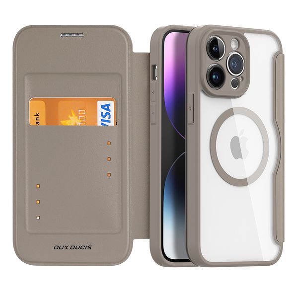 Cajas magnéticas del teléfono del cargador inalámbrico para Iphone 15 14 Plus 13 Pro Max Ranura para tarjeta de acrílico transparente Bolsillo de protección completa con paquete al por menor