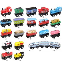 Tren magnético de madera, bloques de construcción de bricolaje, locomotora, juguete educativo, compatible con pista, interactivo entre padres e hijos, regalo de cumpleaños para niños de Navidad, 2-1