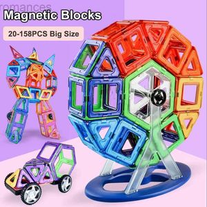 Magneten magnetisch speelgoed Big Size Magnetic Designer Construction Set Magnet Building Blocks Monteer bakstenen educatieve constructor speelgoed voor kinderen 240409