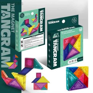 Aimants Magnétique Toys Magnétique coloré 3D Tangram Jigsaw Toy Kid Logical Thinking Training Drawing Board Games Montessori Education Toys for Children 240409