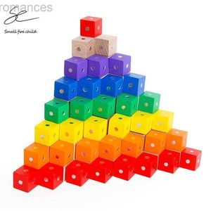 Aimants magnétiques jouets nouveaux jouets montessori bébé 2 * 2 * 2cm carrés arc-en-ciel bloc magnétique des jouets en bois pour enfants