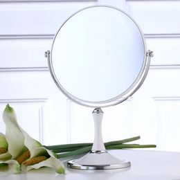Espejo de maquillaje circular de aumento giratorio de doble cara 6/8 pulgadas espejo cosmético lupa princesa espejo de pie de escritorio 240305