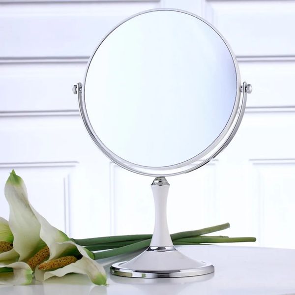 Miroir de maquillage circulaire à grossissement rotatif double face 6/8 pouces miroir cosmétique loupe princesse miroir de bureau sur pied 240219