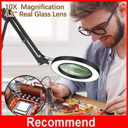Vergrootglazen 10X Verlichte Vergrootglas USB 3 Kleuren 64 LEDS Vergrootglas voor Soldeerbout Reparatie/Tafellamp/Huidverzorging Beauty Tool 230606