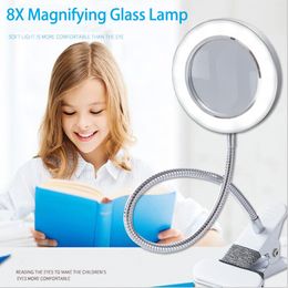 Vergrootglazen 8X Verlicht Vergrootglas Flexibele Rotatie Desktop Vergrootglas voor Soldeerbout Reparatie/Tafellamp/Huidverzorging Beauty Tool 230620