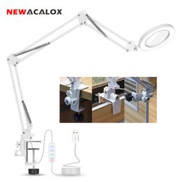 Vergrootglazen Acalox 5x Lasmogelijkheden LED-TAFEL BALIK LAMP DRIE-Section Vouwgreep vergrootglas Licht Nagel Reparatie Verlichting Lees 230410