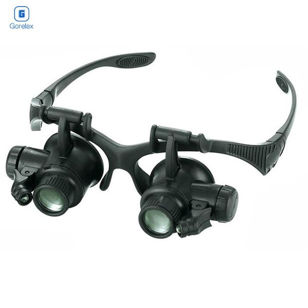 Lupas Gorelax Gafas Lupa 10X 15X 20X 25X Lupas con lámpara Led Lente Lupa Lupa iluminada Gafas Tercera mano 230726