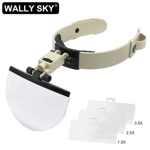 Loupes Tête de loupe bandeau portant une loupe 2X 3,5X 4,5X 5,5X Lumières LED à grande lentille pour la collection de timbres Traitement des bijoux 231128