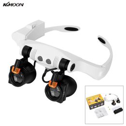 Loupes KKMOON Loupes oculaires portables Loupe Style de lunettes Loupe mains libres Grossissements multiples avec lumières LED 230410