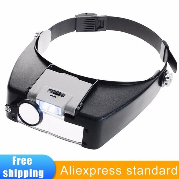 Loupe Lumière LED 10X Casque Style Loupe Verre Bandeau Loupe Lupas Con Luz Loupe Microscope Lecture Réparation Utilisation 230606