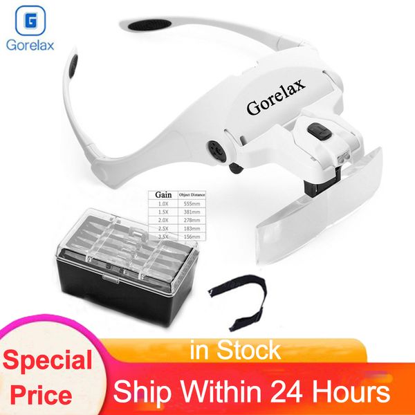 Loupes Loupes Lumière LED Lampe Tête Loupe Bijoutier Bandeau Loupe Lunettes Optique Verre Outil Réparation Loupe De Lecture 230620