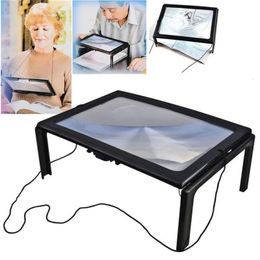 Lupas de lectura Lupa 3X Página completa Lupa óptica Plegable A4 Lente LED Lupa de escritorio para coser tejer 231128