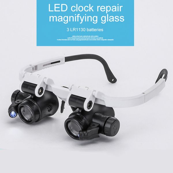 Lupas binoculares de tres pliegues para uso en la cabeza Lupa LED de alta potencia Espejo retráctil Reparación de patas Inspección de mantenimiento Doble Gl 230901