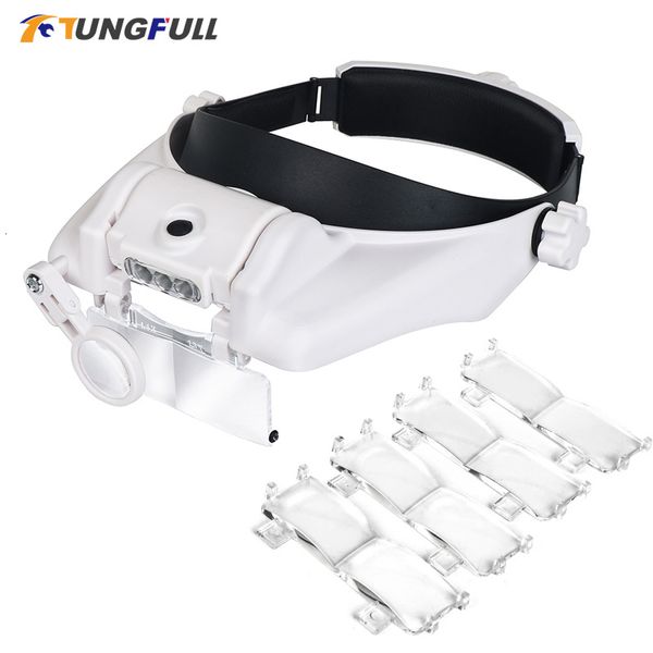 Loupe TUNGFULL Lunettes Loupe Horloger Réparation Outil Lunettes Loupe LED Bandeau Loupe 1.5x 2x 2.5x 3x 3.5x 8 230410