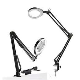 Loupes USB 10X ou 10X20X Loupe avec lampe LED Loupe 48 LED Lampe de table avec loupe Pliable Lecture Réparation Lampe 230410