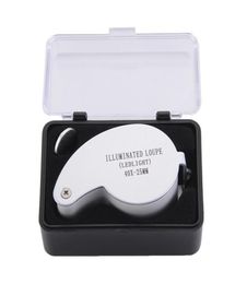 Loupe grossissante 40X 25mm 40X25mm 40x25 bijoutier lumière LED Loupe en verre goutte entière New5520555