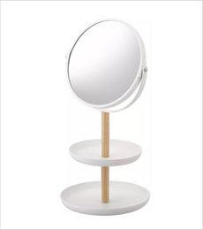 Miroir de vanité de maquillage agrandie avec standtabletop 2 de bijoux à 2 bijoux de bijoux de rangement plateau d'organisateur de stockage pour la salle de bain vanity2812418