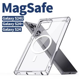 Magsafe magnetische case voor Samsung S24ultra magnetische telefoonhoes Samsung S24 Mobiele telefoon Protector Zuigschelp Hard shell
