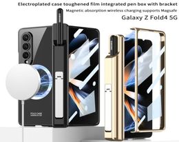 Fundas magnéticas Magsafe para Samsung Galaxy Z Fold 4, funda Armor Pen Box, bisagra, película protectora Cover7595729