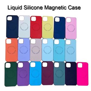 Étui de téléphone Magsafe étuis de charge sans fil magnétiques pour iPhone 14 13 12 11 Pro Max Mini X Xs XR 7 8 Plus couverture souple en Silicone liquide