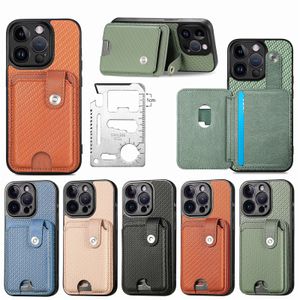 Schokbestendige telefoonhoesjes voor iPhone 14 13 12 11 Pro Max XR XS X 15 Plus TPU PC PU lederen beschermhoes met magnetisch op de auto gemonteerd en opvouwbaar gereedschapskaartenpakket