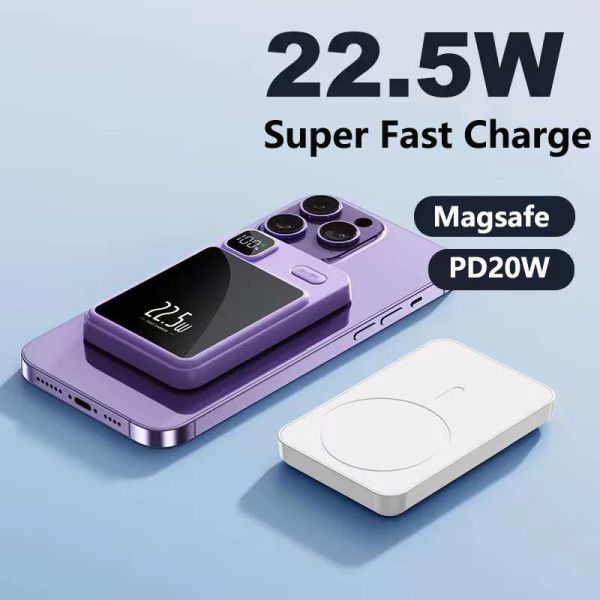 Magsafe Power Bank 22,5 W Charge super rapide pour Xiaomi Samsung batterie externe magnétique chargeur Portable batterie auxiliaire
