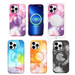 Magsafe Protective Phone Case pour iPhone 14 13 12 Pro max Cas magnétiques iPhone 14 Plus Couverture de peinture aquarelle