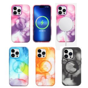 Magsafe Protective Phone Case pour iPhone 14 13 12 Pro max Cas magnétiques iPhone 14 Plus couverture de peinture aquarelle