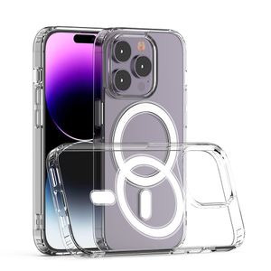 Estuche magnético transparente Estuches para cargador inalámbrico Magsafe para iPhone 15 Pro Max 14 11 12 13 8 PLUS XR XS MAX Cubierta móvil a prueba de golpes con paquete minorista D1