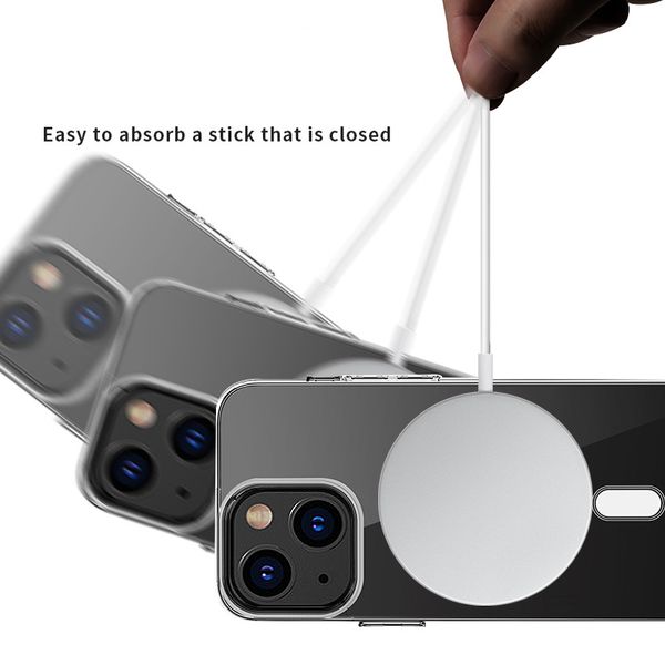 Magsofe Transparent Clear Acrylique Magnétique Antichoc Téléphone Cas pour Iphone 15 14 13 12 11 Pro Max Mini XR XS X 8 7 Plus Samsung S23 S22 Ultra avec vente au détail