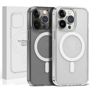 Magsoge Transparent Cases Magnitic Wireless Charging Case pour iPhone 15 14 12 11 13 Pro Max Mini XR XS 7 8 Plus SE COUVERTURE DE BACK