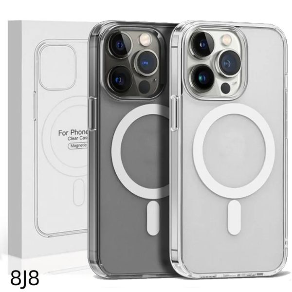 Magsoge – coque transparente de chargement sans fil magnétique, étui arrière pour iPhone 15 14 12 11 13 Pro Max Mini XR Xs 7 8 Plus SE JTDD