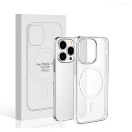 Magsoge Transparent Acrylique Transparent Magnétique Antichoc Téléphone étuis pour iPhone 14 13 12 11 Pro Max Mini XR XS X 8 7 Plus Compatible Magsafe Chargeur 2022 Nouvelle coque de téléphone portable