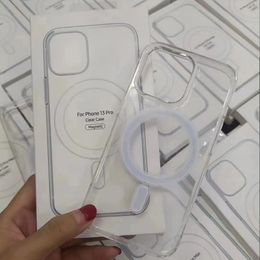 Magsoge Transparent Acrylique Magnétique Antichoc Téléphone Cas Pour iPhone 14 13 12 11 Pro Max Mini XR XS X Compatible Chargeur Magsafe