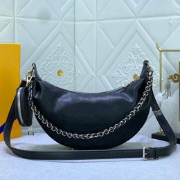 Mahina Baia halvemaantas luxe designer lederen microfiber voering crossbody tas Zilveren hardware mix ketting lederen handvat handtas portemonnee hoge kwaliteit