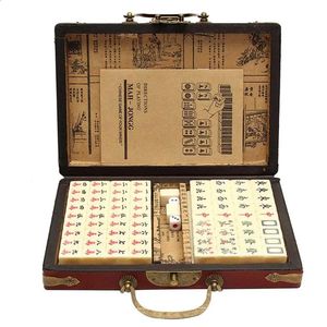 Mahjong Chinois numéroté Mahjong Set 144 Tiles Portable Toy Party Gambling Game Board With Box 240401