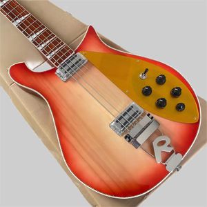 Cherry Burst Color elektrische basgitaar, R-tail, Bridge Gold Pickguard, Palissander toets, gratis verzending, 4 snaren 258