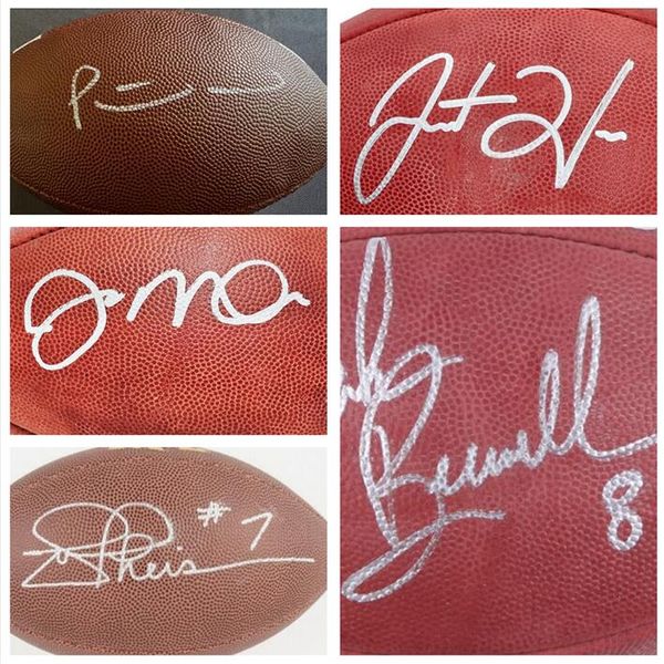 MAHOMES JUSTIN HERBERT Joe Montana Christian McCaffrey Lem Barney Joe Theismann Zach Ertz Lynn Swann Matt Cassel Mark Brunell Autographié Signé ballon de football automatique