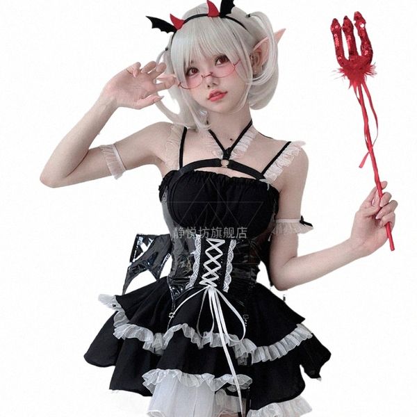 Femme de ménage Cosplay Sexy Little Devil Dem Night Ees Costume de servante Vampire Bat Dr Fille douce et épicée 4 pièces Disfraz Anime 06Tr #