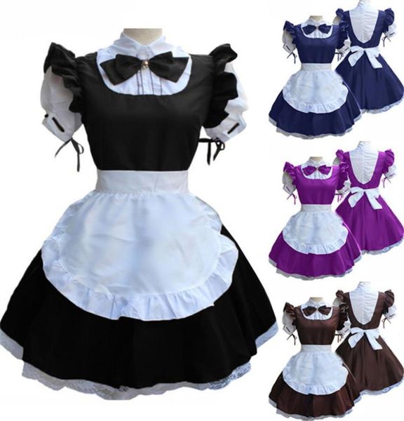 Vestido de sirvienta lindo traje de sirvienta francesa disfraz de Cosplay para mujer cuello de muñeca de manga corta Retro de talla grande S5XL5377654