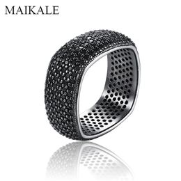 MAIKALE Anillos cuadrados de lujo de Color negro con forma de pistola pavimentados AAA Cubic Zirconia anillo de dedo anillos de boda para mujer regalo de joyas de fiesta 240123
