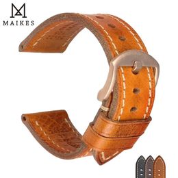 MAIKES-Correa de reloj de cuero genuino, pulsera con hebilla de Pin, negro, plata, oro rosa, 1824mm, para Amazfit Bip 240106