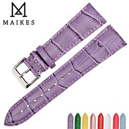 MAIKES Hoge kwaliteit lederen horlogeband Mooie paarse accessoires Band 12 mm 14 mm 16 mm 17 mm 18 mm 19 mm 20 mm 22 mm 240112