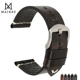Maikes Nieuwe Ontwerp Speciale Olie Wax Koe Lederen Horloge Band 20mm 22mm 24 MM horloge Accessoires Horlogeband Zwarte horlogeband voor Seiko H0915