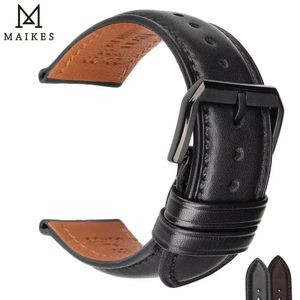 MAIKES correa de reloj de cuero genuino de gran calidad, correa de reloj negra y marrón de 18, 19, 20, 21, 22 y 24mm para bandas DW 240106