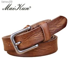 MaiKun, cinturones finos para mujer, cinturón de cuero genuino Unisex, cinturón con hebilla de Metal para mujer L230704